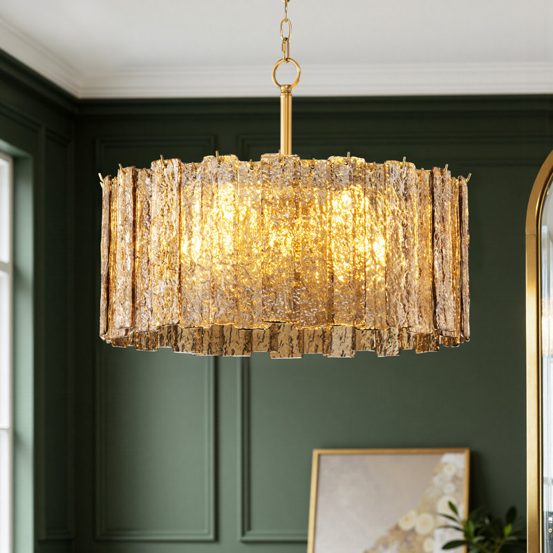 Joss & Main Mesmer 8-Light Hammered Amber Glass Chandelier
